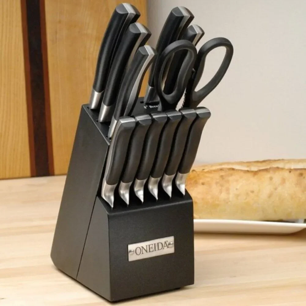 Oneida Vanguard Stainless Steel Blades 13 Piece‎ Tang Knife Set Hardwood …